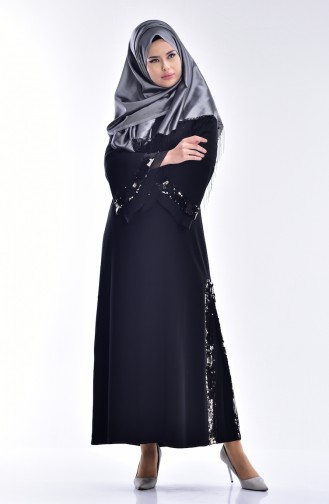 Payet Detaylı Elbise 0120A-01 Siyah