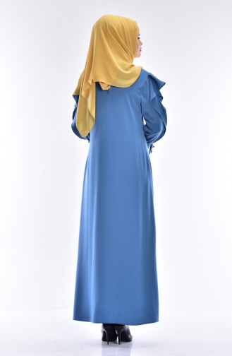 SUKRAN Chiffon Detailed Dress 0123-01 Blue 0123-01