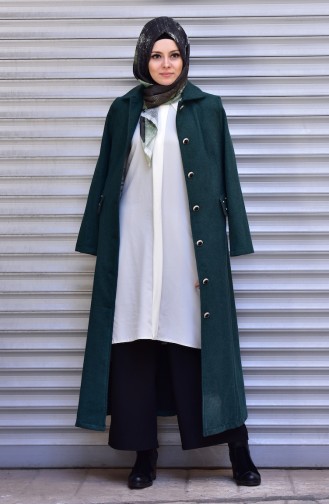 معطف طويل أخضر زمردي 7003-07