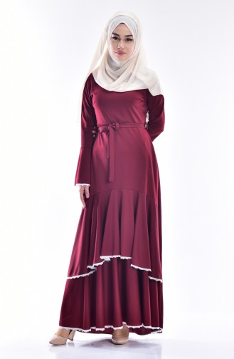 Claret Red Hijab Dress 4181-01