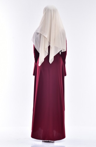 Claret Red Hijab Dress 4181-01