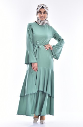 Green Almond Hijab Dress 4184-02