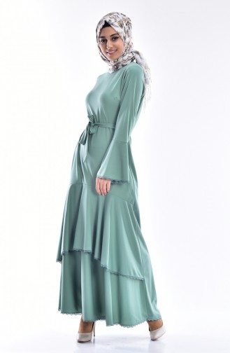 Green Almond Hijab Dress 4184-02