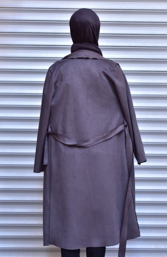 Suede Coat with Pockets 1511-06 Grey 1511-06