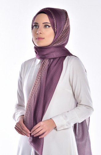 Karaca Decorated Wool Shawl 90377-11 Purple 11