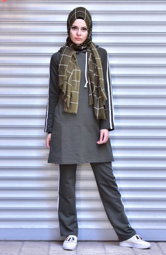 Islamic Sportswear Suit with Hood 1500-08 Khaki 1500-08