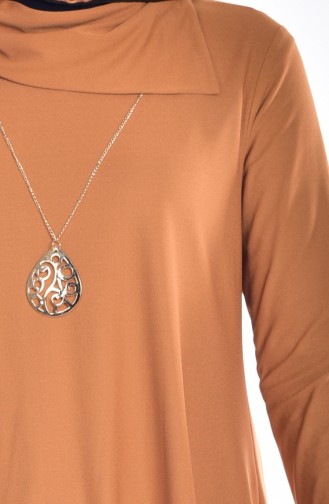Necklace Detailed Tunic 4086-06 Mustard 4086-06