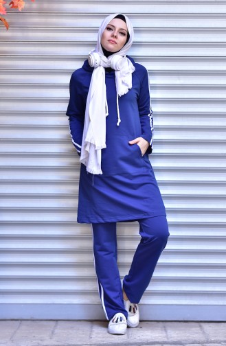 Islamic Sportswear Suit with Hood 1500-05 Indigo 1500-05