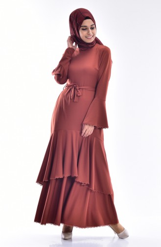 Brick Red Hijab Dress 4184-01