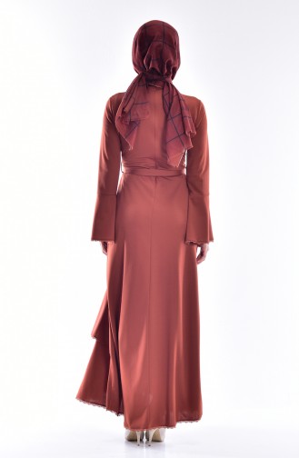 Brick Red Hijab Dress 4184-01