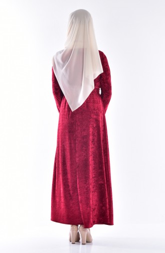 Kadife Elbise 4005-01 Kırmızı