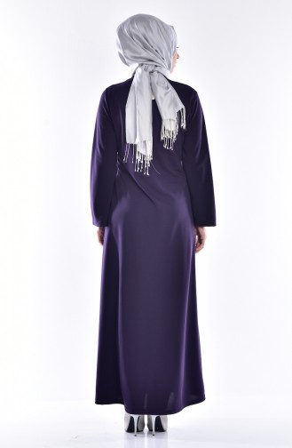 Abaya with Pearls 4139-04 Purple 4139-04