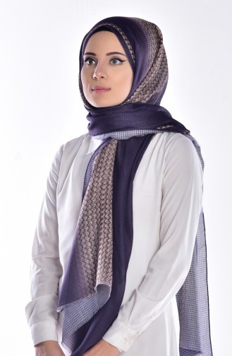 Karaca Decorated Wool Shawl 90377-12 Navy Blue 12
