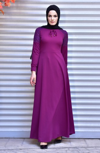 Lacing Detailed Dress 1003-03 Purple 1003-03