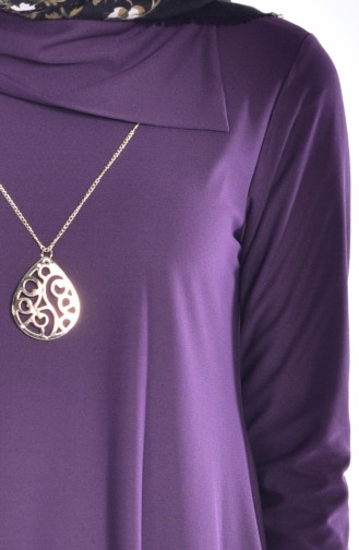 Necklace Detailed Tunic 4086-07 Purple 4086-07