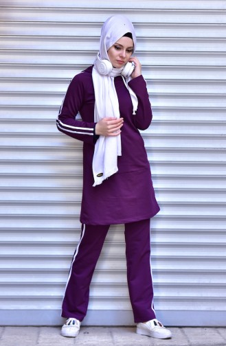 Islamic Sportswear Suit with Hood 1500-01 Maroon 1500-01