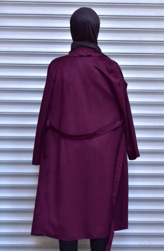 Suede Coat with Pockets 1511-05 Maroon 1511-05