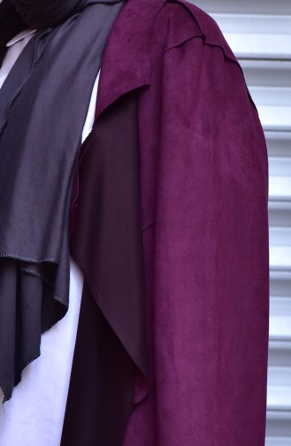 Suede Coat with Pockets 1511-05 Maroon 1511-05