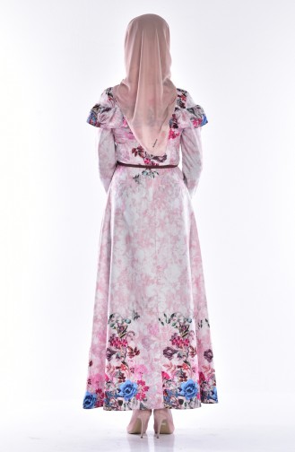 Digital Printed Dress with Belt 5063-02 Pink 5063-02