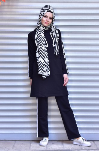 Islamic Sportswear Suit with Hood 1500-02 Black 1500-02