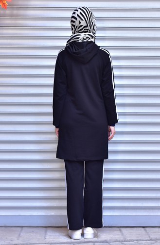 Islamic Sportswear Suit with Hood 1500-02 Black 1500-02