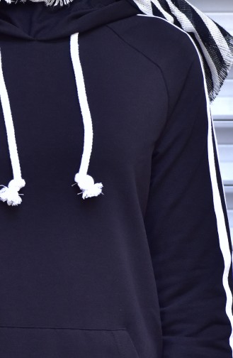 Islamic Sportswear Suit with Hood 1500-02 Black 1500-02