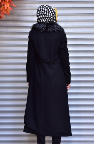 Fur Coat with Zipper 35786-01 Black 35786-01