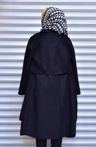 Suede Coat with Pockets 1511-08 Black 1511-08