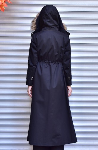 Fur Coat with Zipper 5051-01 Black 5051-01