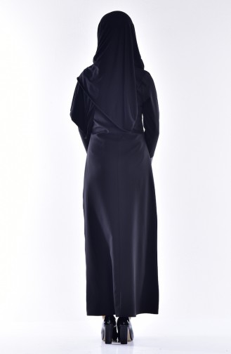 Kleid mit Leder Detail 0107-01 Schwarz 0107-01