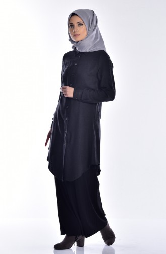 Yün Viskon Tunik 2427-03 Siyah