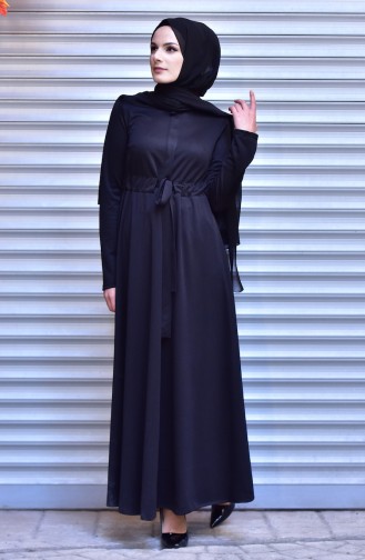Schwarz Hijab Kleider 6116-06