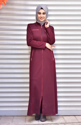 Abaya mit Reißverchluss 5916-04 Weinrot 5916-04