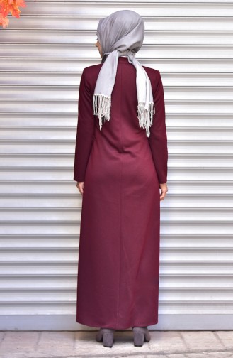 Abaya with Zipper 5916-04 Claret Red 5916-04