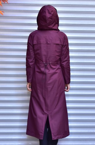 شوكران معطف واق من المطر بتصميم موصول بقبعة و كباس 35775-01 لون خمري 35775-01