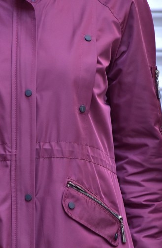 شوكران معطف واق من المطر بتصميم موصول بقبعة و كباس 35775-01 لون خمري 35775-01