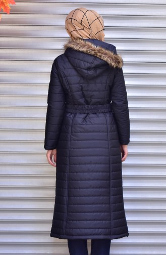 Fur Capitone Coat 1910-01 Navy Blue 1910-01