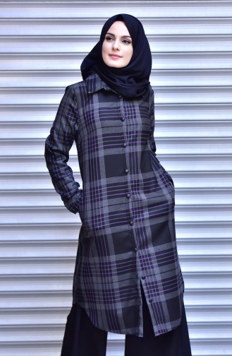 Checkered Tunic 5014-02 Black Purple 5014-02