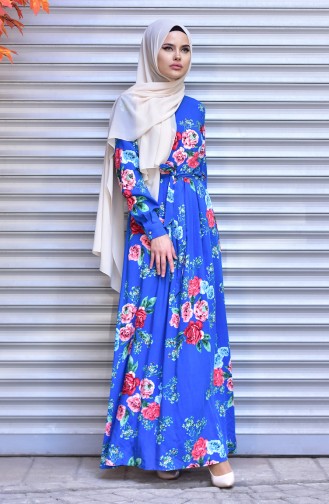 Saxe Hijab Dress 10083-01