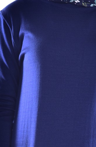 Pocket Detailed Knitwear Dress 3942-05 Saxon Blue 3942-05