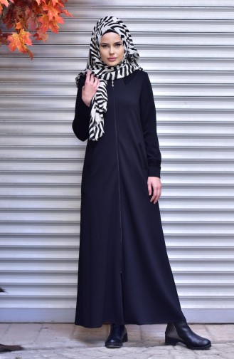 Wildleder Patchwork Abaya mit Reißverchluss 2420-01 Schwarz 2420-01