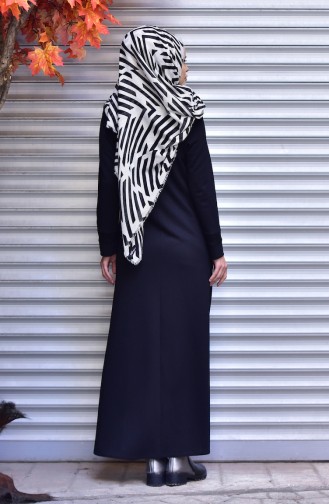 Suede Garni Abaya with Zipper 2420-01 Black 2420-01