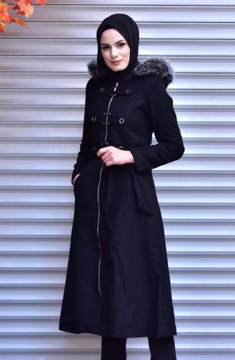 معطف طويل أسود 71149-01