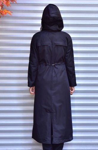 شوكران معطف واق من المطر بتصميم موصول بقبعة و كباس 35775-02 لون أسود 35775-02