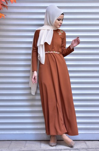 Tan Hijab Dress 4637-07