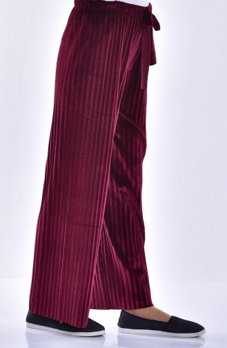 Pleated Velvet Trousers 2501-03 Claret Red 2501-03