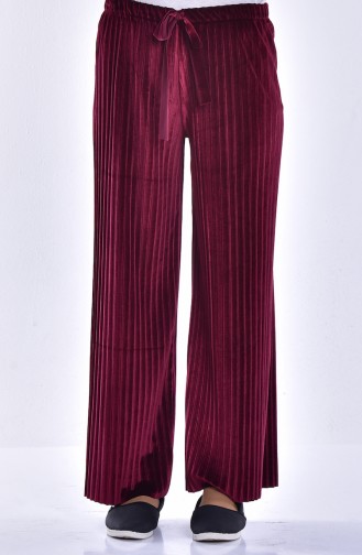 Pleated Velvet Trousers 2501-03 Claret Red 2501-03