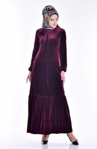 Velvet Dress 1523-01 Claret Red 1523-01