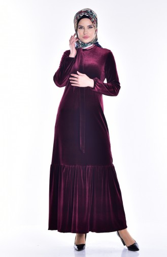 Velvet Dress 1523-01 Claret Red 1523-01