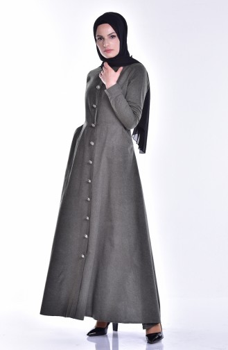 Khaki Hijab Dress 7144-06